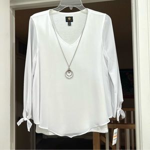 JM Collection Asymmetrical Necklace Blouse